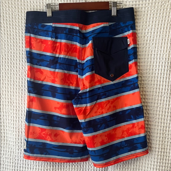 Vans Red and Blue Striped Board Shorts - Picture 2 of 4